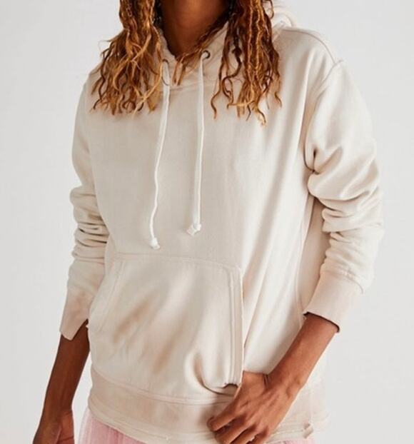 Free People Tops - Free People Camden Long Sleeve Pullover Fleece Sweatshirt Hoodie Beige Medium